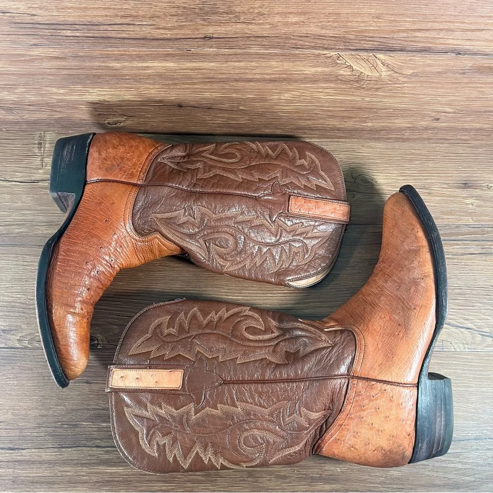Montana Ostritch Leather Cowboy Boots Men’s Size 9E Shoes‎ Western